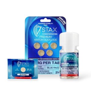 7 Stax 7-Hydroxymitragynine Tablets Blue Razz 50mg Per Tablet