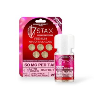 7 Stax 7-Hydroxymitragynine Tablets Raspberry 50mg Per Tablet